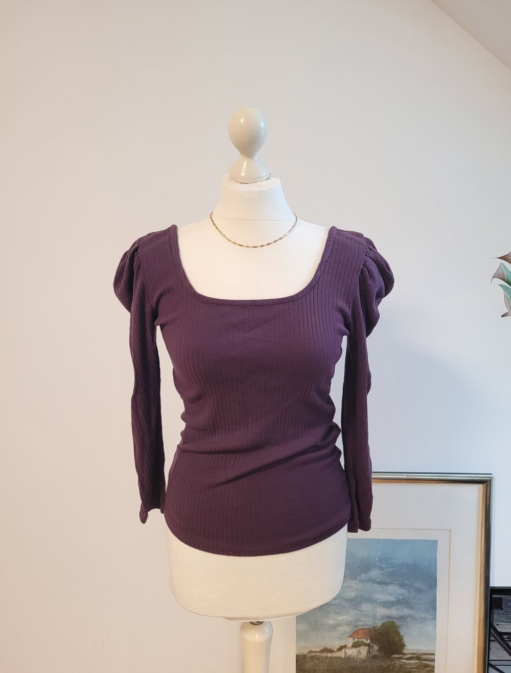 Longsleeve langärmeliges Shirt aus Baumwolle Puffärmel T-Shirt