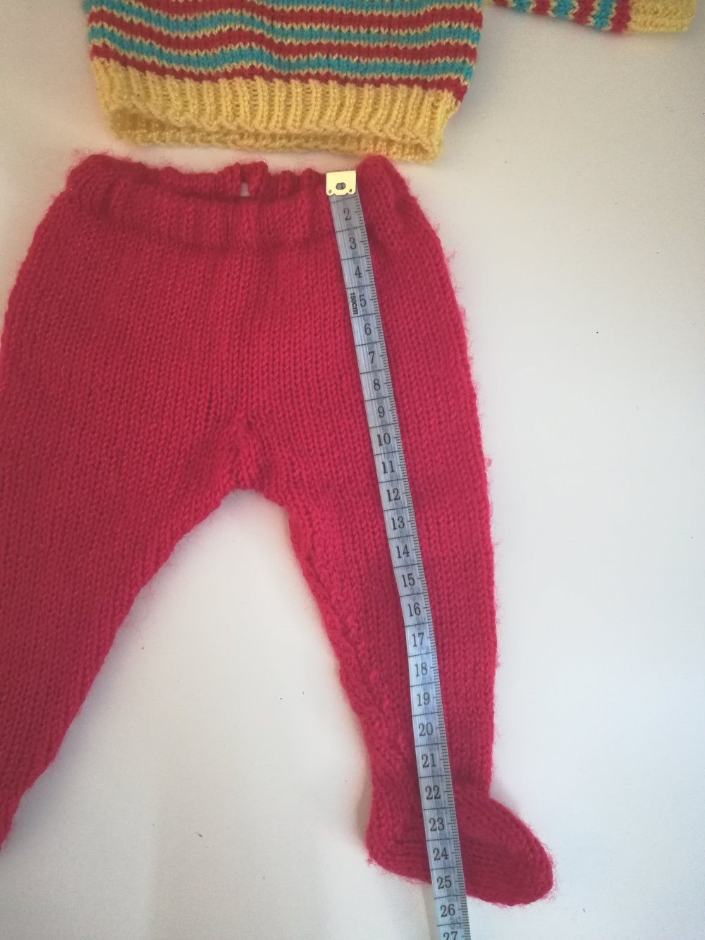 Baby Strick Set Winter Frühchen Gr. 44 rot gelb Neugeborenes