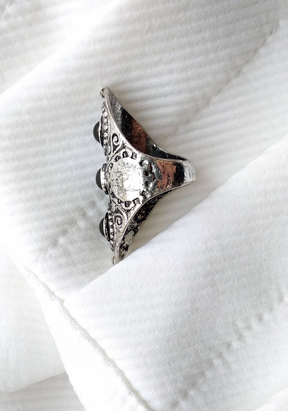 Auffälliger silberner Ring Gr. 18,5 (58) occult witchcraft Tribal Gravur GOA Gypsy Festival ritual