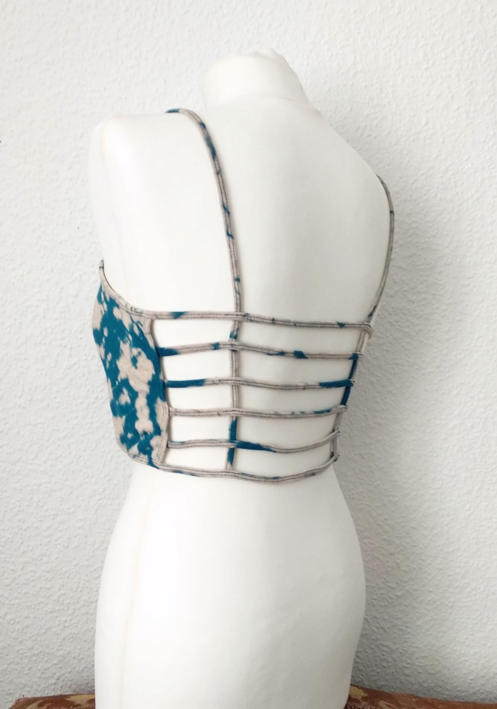 Batik Bralet Crop Top Gr. XL M L Rave tie dye Technoelfe Festival Hippie Goa y2k acid wash