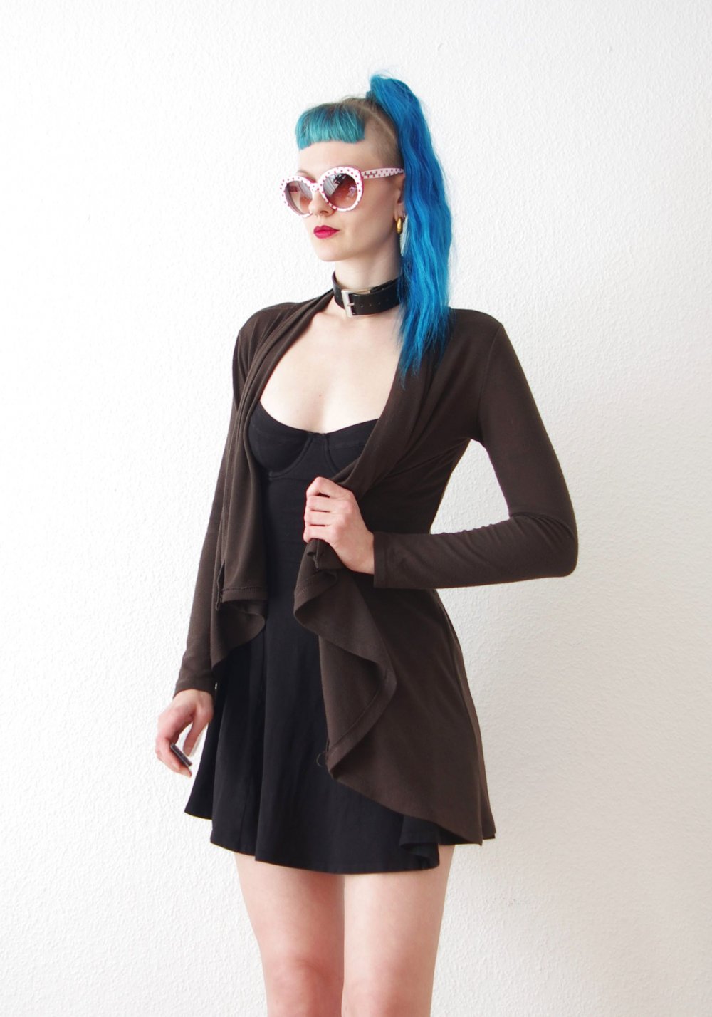 Postapokalyptischer Cardigan Assuili Gr. S M Vokuhila Strickjacke Morigirl Technoshaman