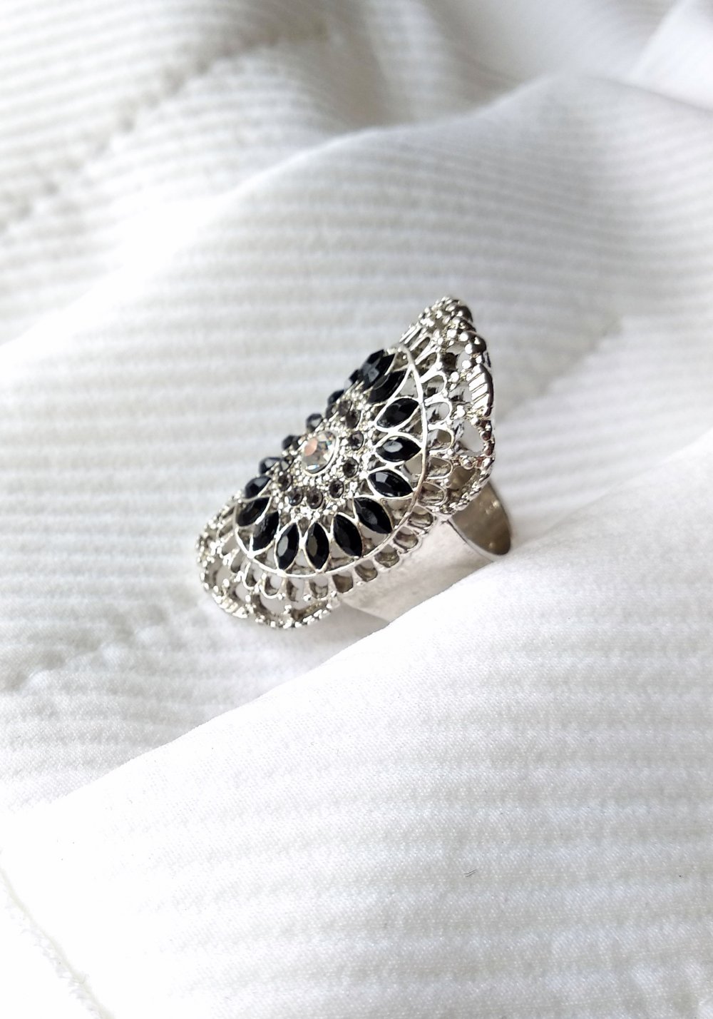 Großer filigraner silberner Ring Gr. 18,5 (58) occult witchcraft Mandala Gravur goth Pinup Festival ritual 