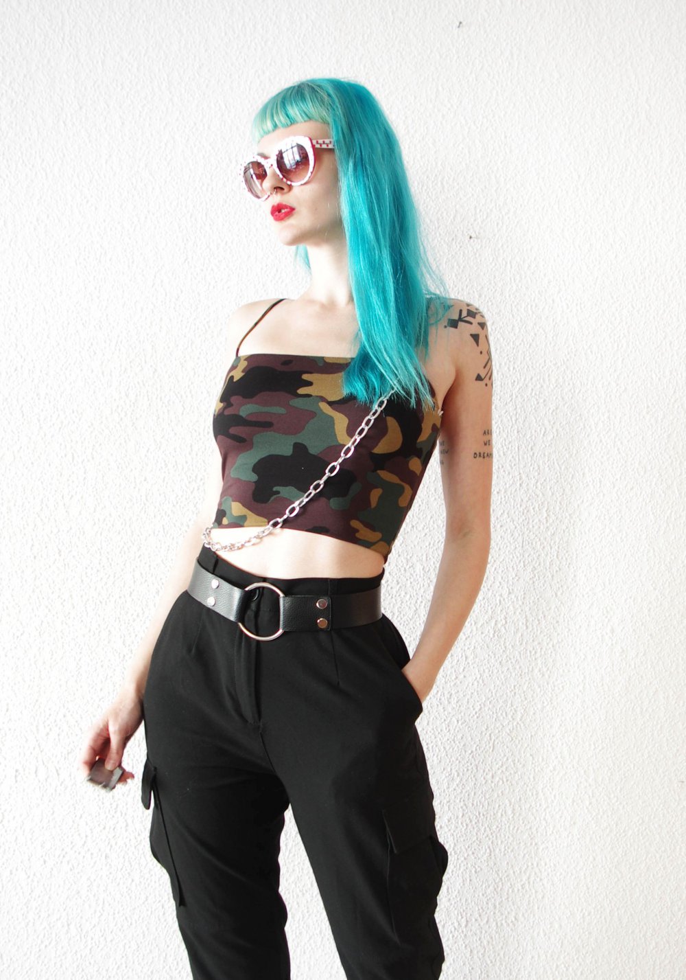 Camouflage Cami Crop Top Gr. M 38 Military Cargo Techno Rave Festival Dollskill Berghain