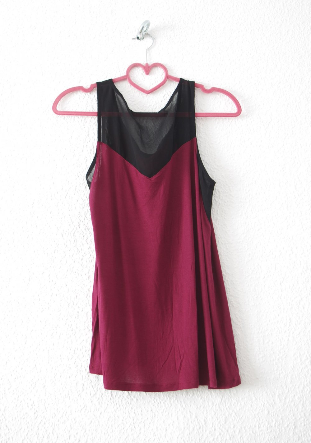 Elfenhaftes weiches Longtop Gr. S M 36 38 Zara ärmellos Mesheinsatz dunkelrot schwarz