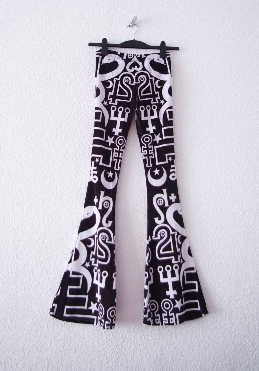 Killstar Schlag Leggings Gr. XS S 34 36 occult Muster Samt witch flared Festival retro