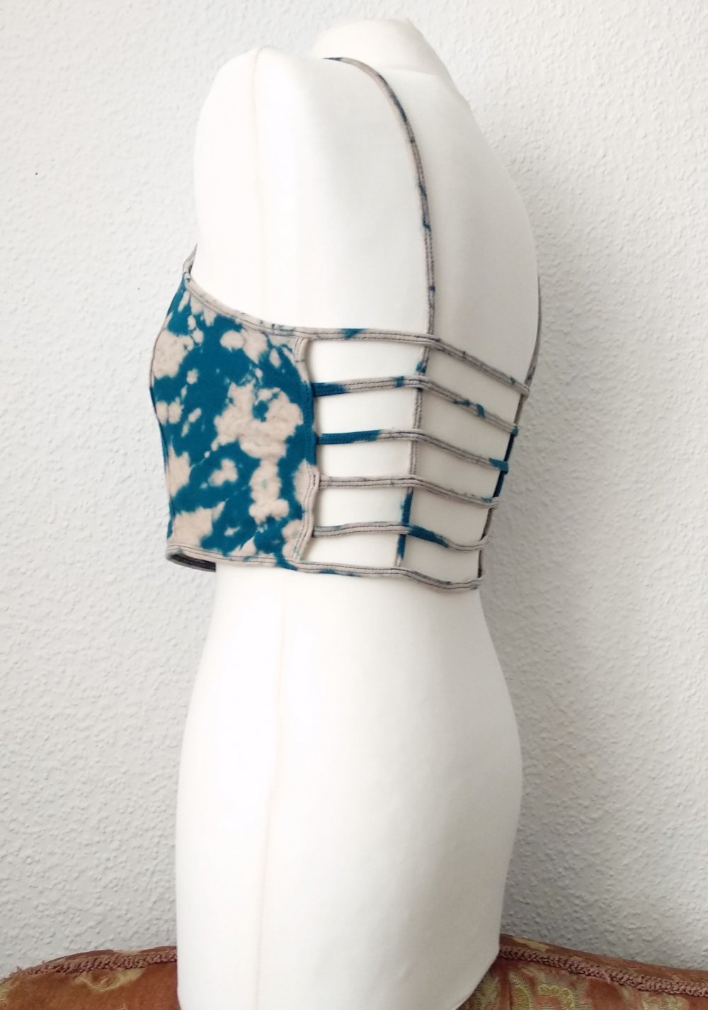 Batik Bralet Crop Top Gr. XL M L Rave tie dye Technoelfe Festival Hippie Goa y2k acid wash