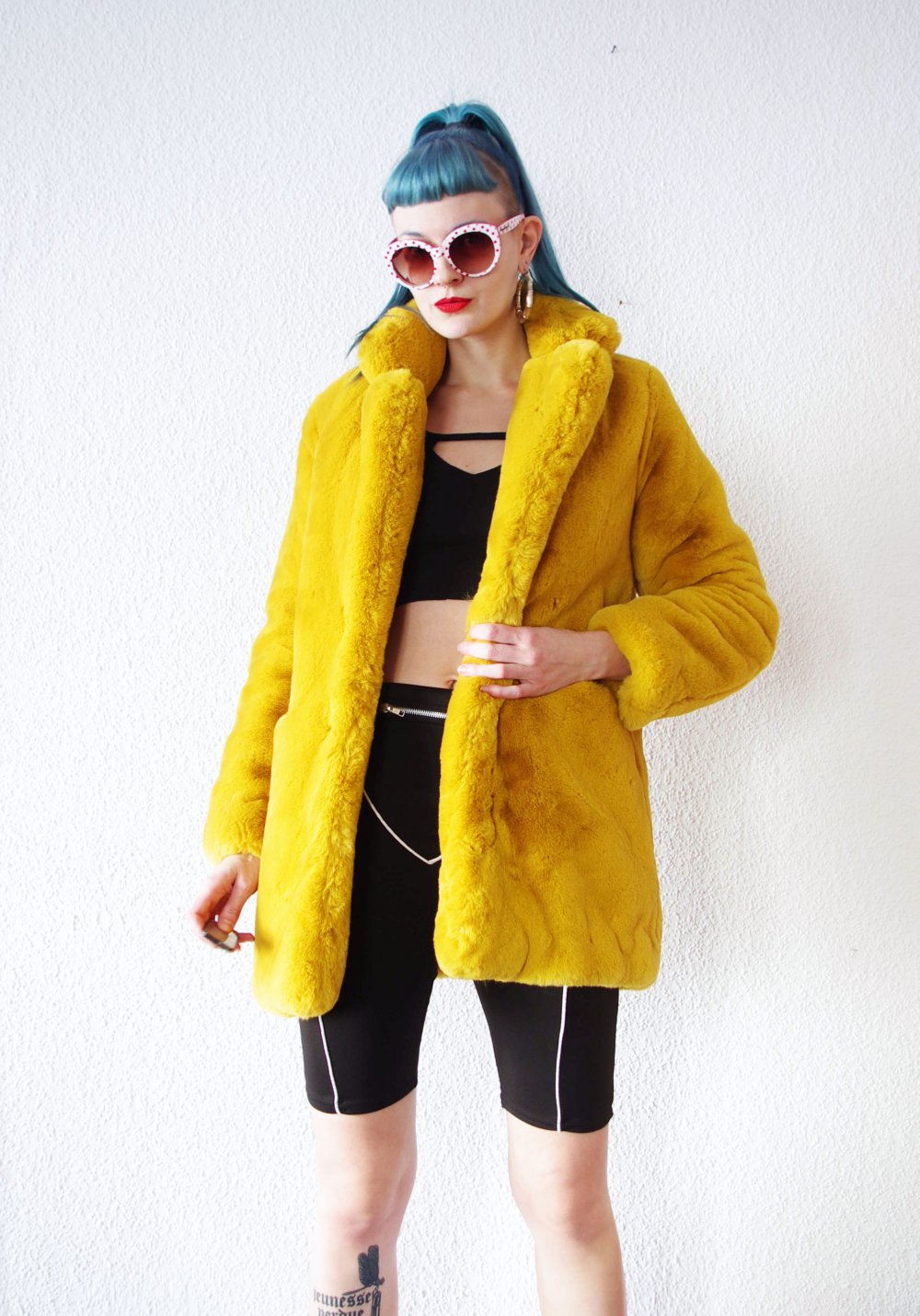 Traumhafter Plüschmantel Nasty Gal Gr. S 36 38 Fake Fur Festival Techno y2k