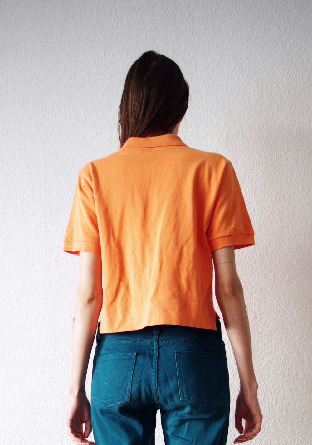 Knalliges Crop Top Gr. S Kappa Logo Technobarbie Festival 90er orange Poloshirt y2k