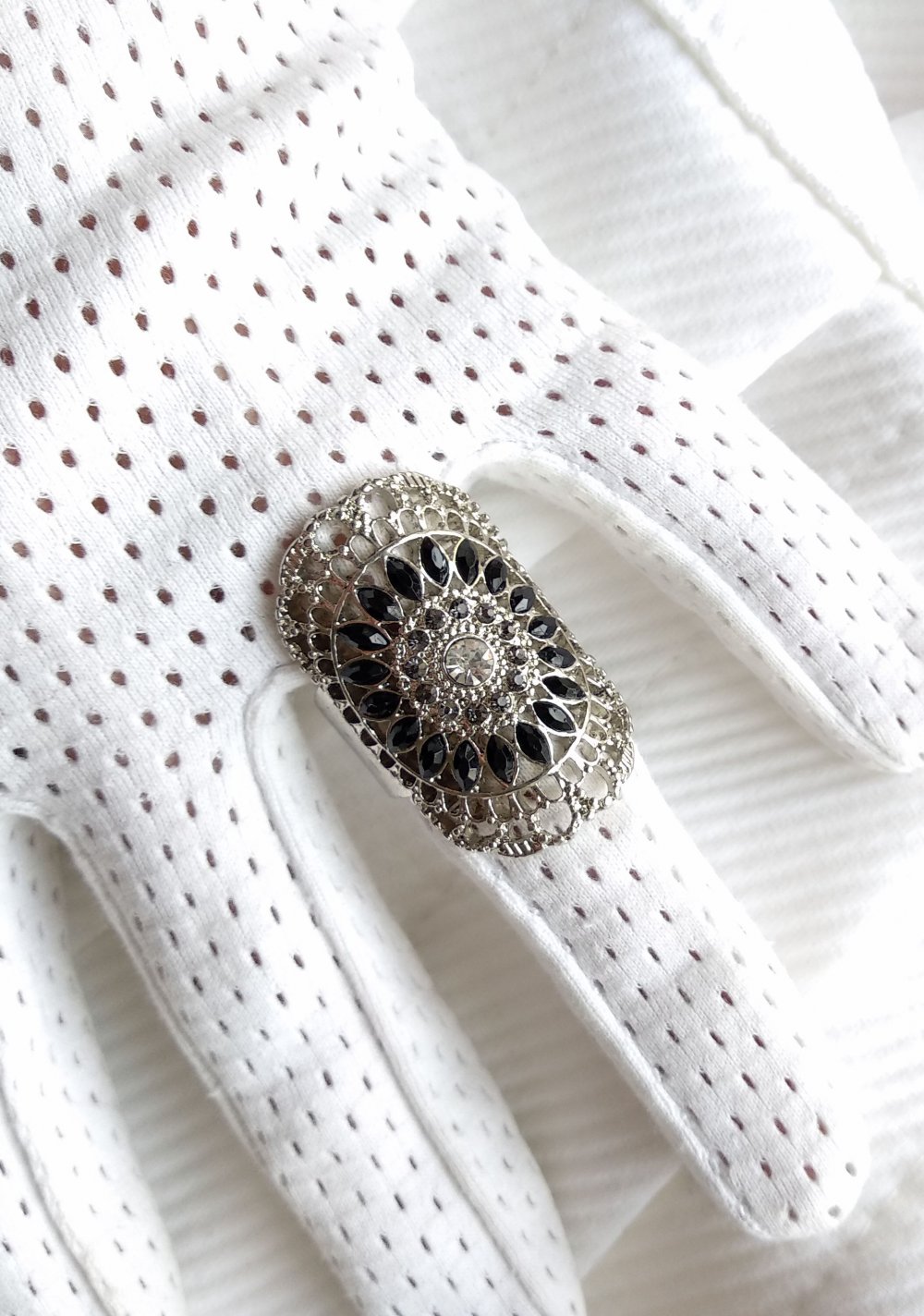 Großer filigraner silberner Ring Gr. 18,5 (58) occult witchcraft Mandala Gravur goth Pinup Festival ritual 