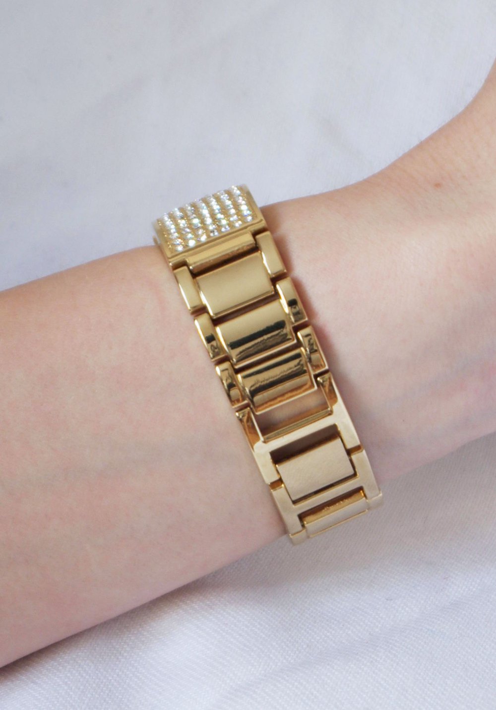 Goldene Armbanduhr retro verstellbar Pinup Damenuhr Metall Gliederarmband