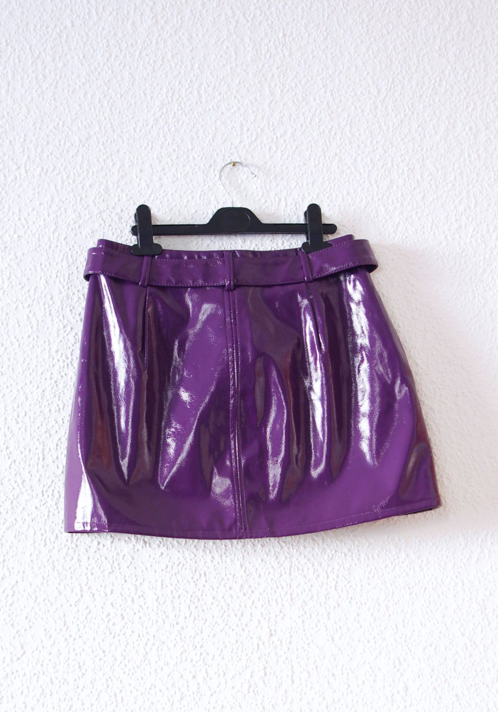 Shiny Vinylrock Gr. M 38 Schnalle Gürtel lila PVC Lack Techno Festival Berghain Rave