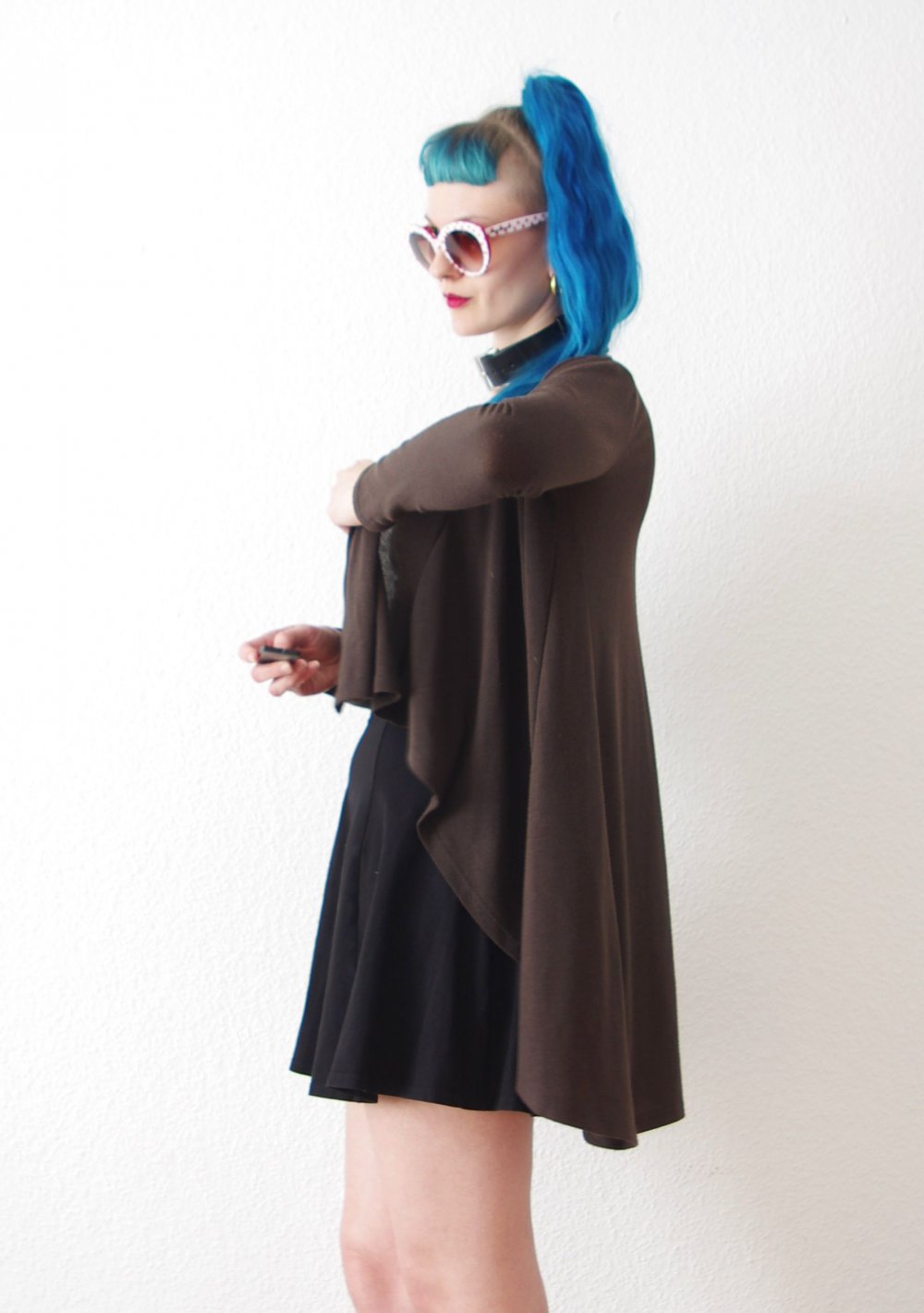 Postapokalyptischer Cardigan Assuili Gr. S M Vokuhila Strickjacke Morigirl Technoshaman