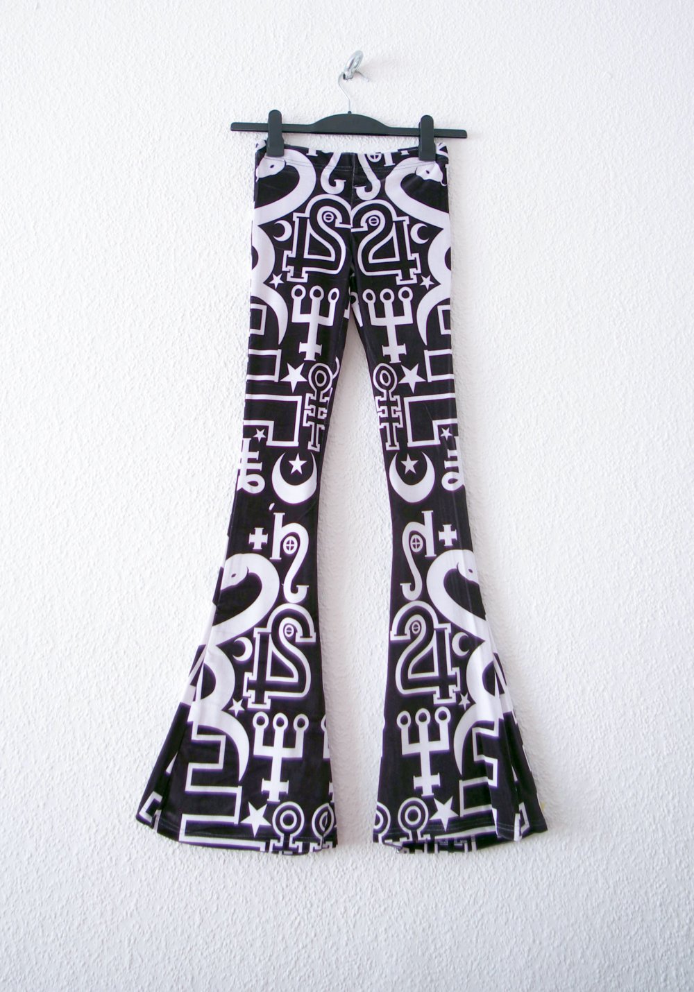 Killstar Schlag Leggings Gr. XS S 34 36 occult Muster Samt witch flared Festival retro