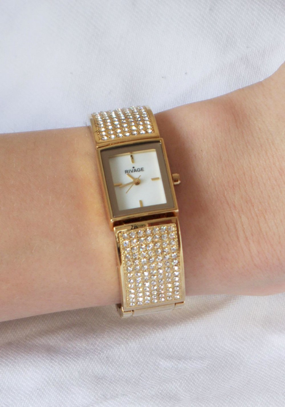 Goldene Armbanduhr retro verstellbar Pinup Damenuhr Metall Gliederarmband