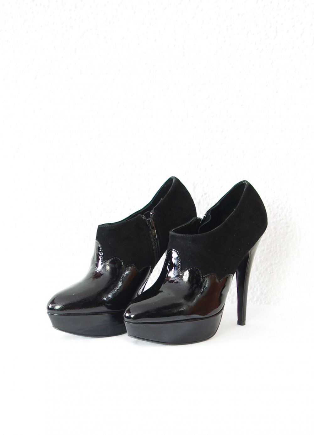 Elegante Ankle Boots High Heels Pumps Gr. 39 schwarz Lack edel PPQ Clothing Plateau