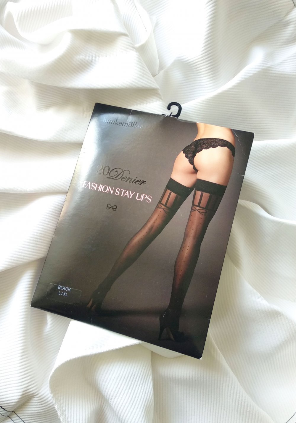 2er Set halterlose Pinup Strümpfe Gr. L XL M Stay-Ups Punkte Streifen halterlos retro Datenight sexy