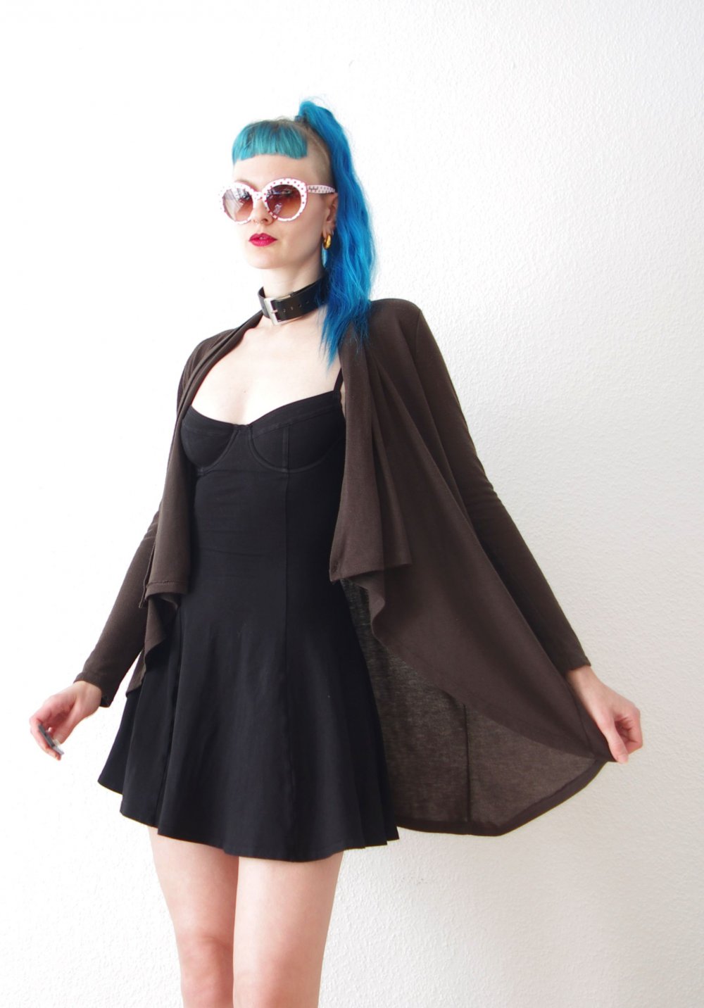 Postapokalyptischer Cardigan Assuili Gr. S M Vokuhila Strickjacke Morigirl Technoshaman