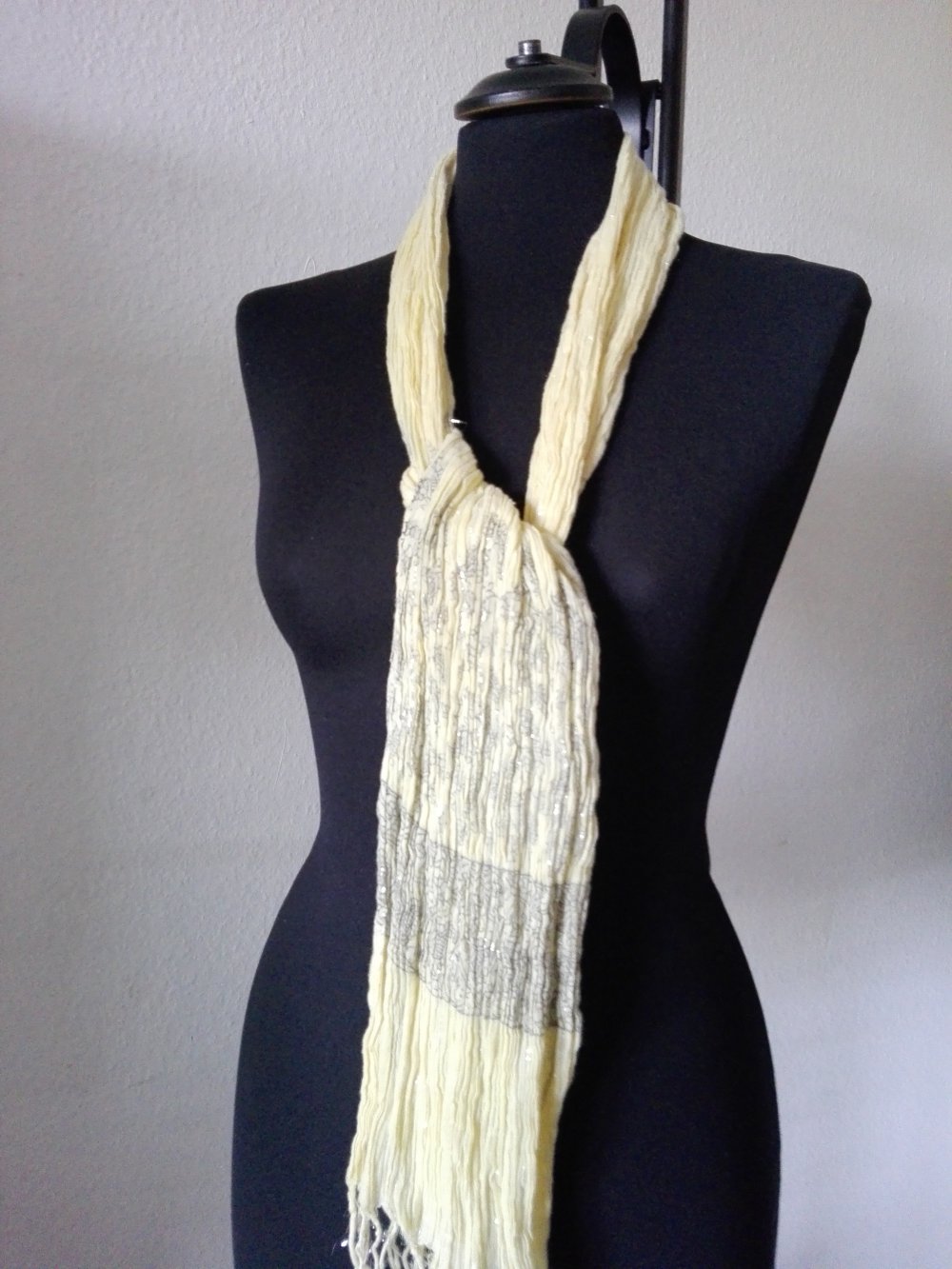 Schal Tuch  Knitteroptik. Gelb Braun