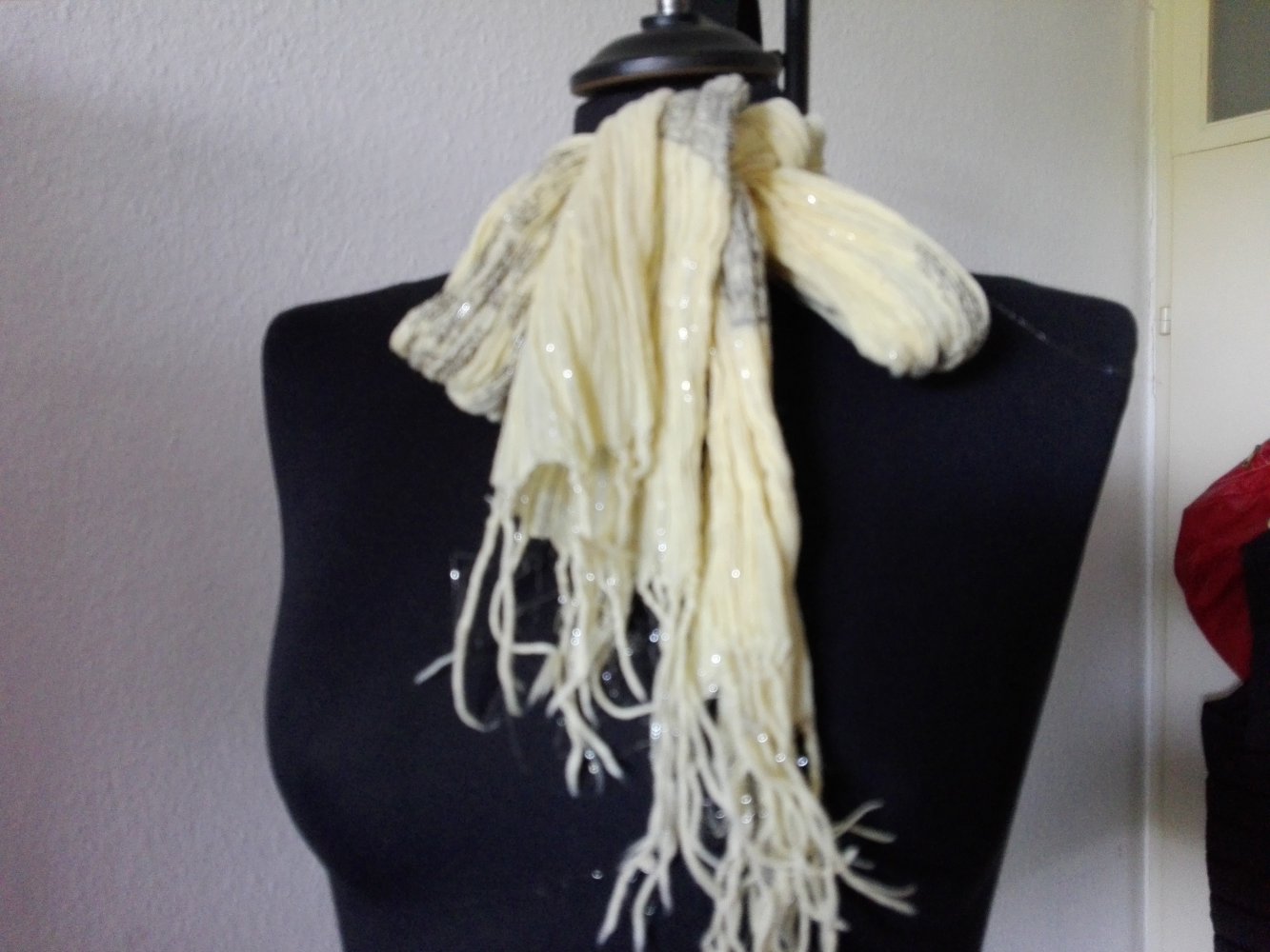 Schal Tuch  Knitteroptik. Gelb Braun