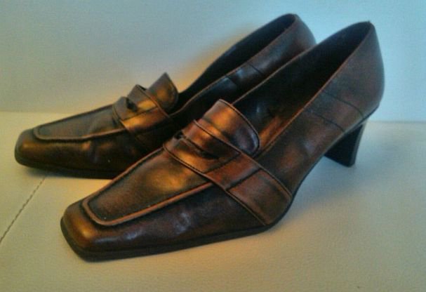 Damen Leder Schuhe Pumps GR. 41 Vintage Braun 
