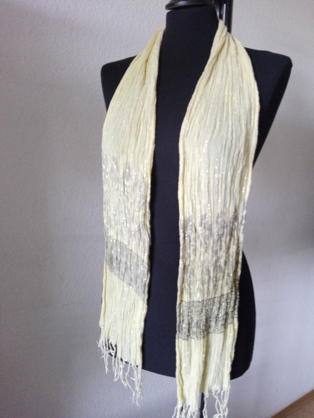 Schal Tuch  Knitteroptik. Gelb Braun