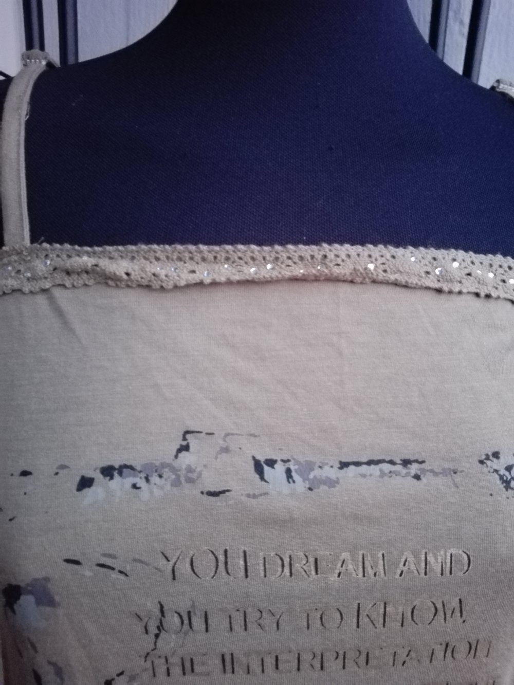 Damen Spaghetti-Träger Shirt Top Gr. M ONLY Khaki Gold