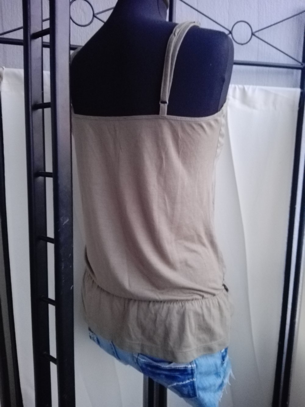 Damen Spaghetti-Träger Shirt Top Gr. M ONLY Khaki Gold