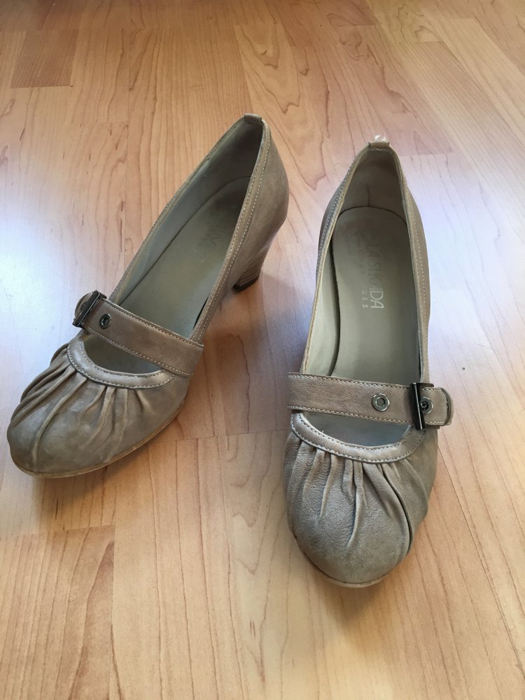 hellbraune Mary Janes / Riemchenschuhe, Größe 38,5 - 39