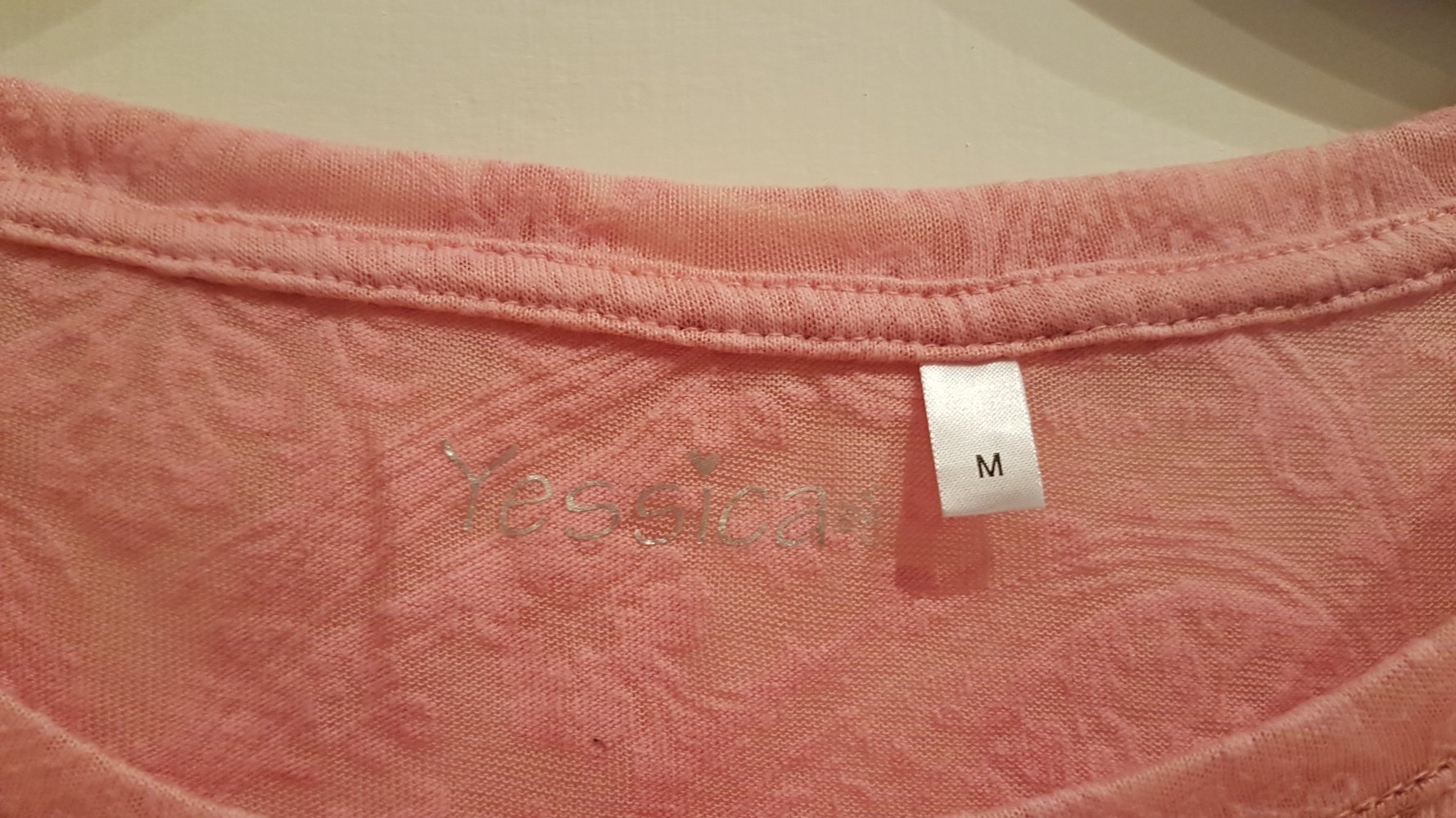 Yessica C&A T-Shirt, rosa, leicht durchsichtig, Gr. M