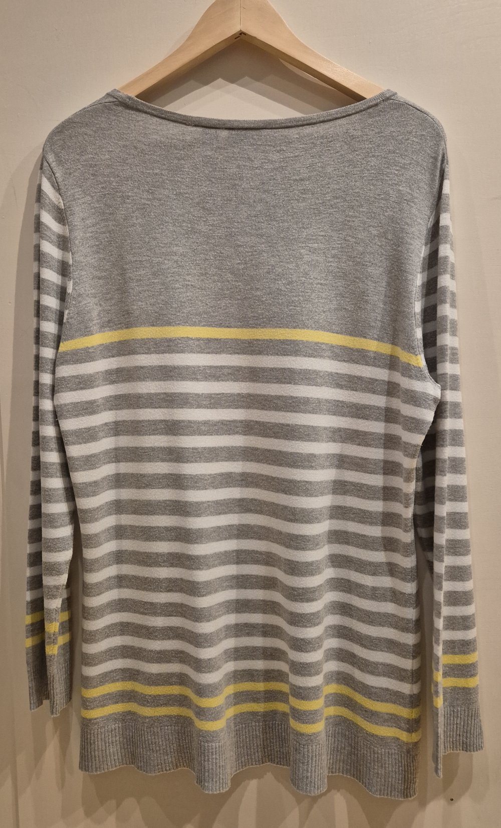 Blue Motion Pullover gestreift grau gelb Gr 44/46