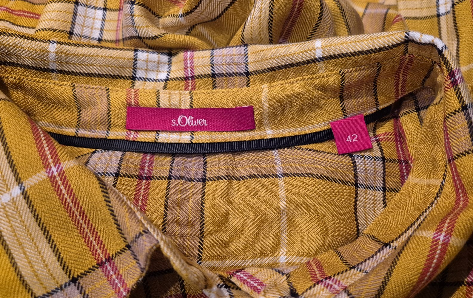 s. Oliver Bluse langarm gelb senf karriert Gr 42