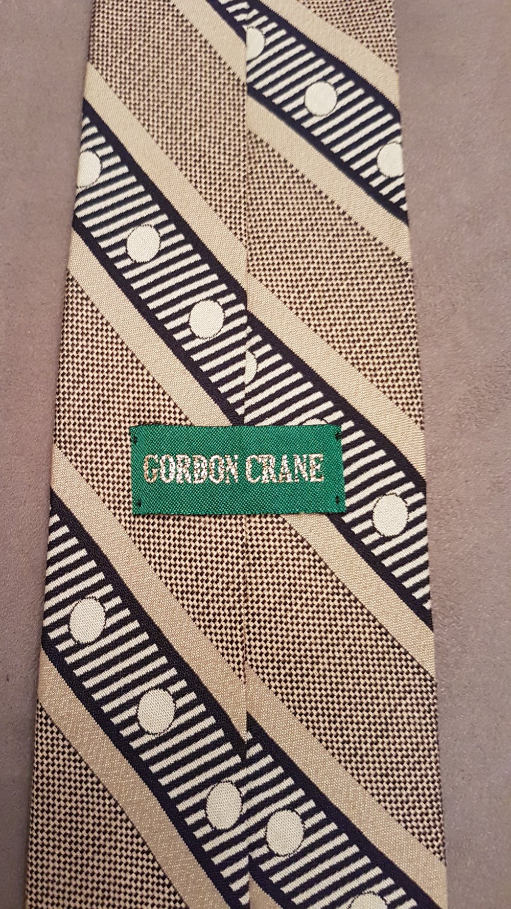 Gordon Crane Krawatte, Seide, beige / schwarz