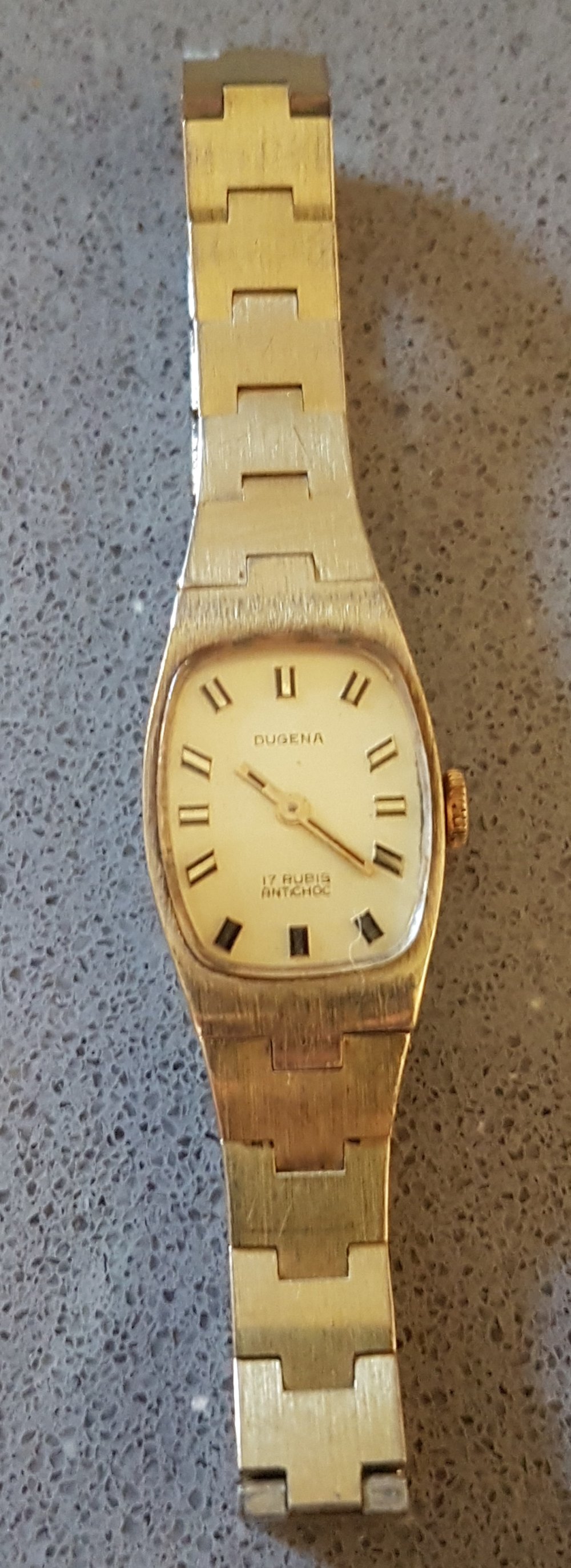 Dugena 17 Rubins Antichoc Damen goldfarben - Handaufzug; Vintage