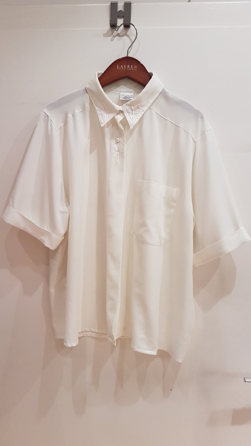 Fashion Bluse, creme gelb, Gr. 44, Stickerei