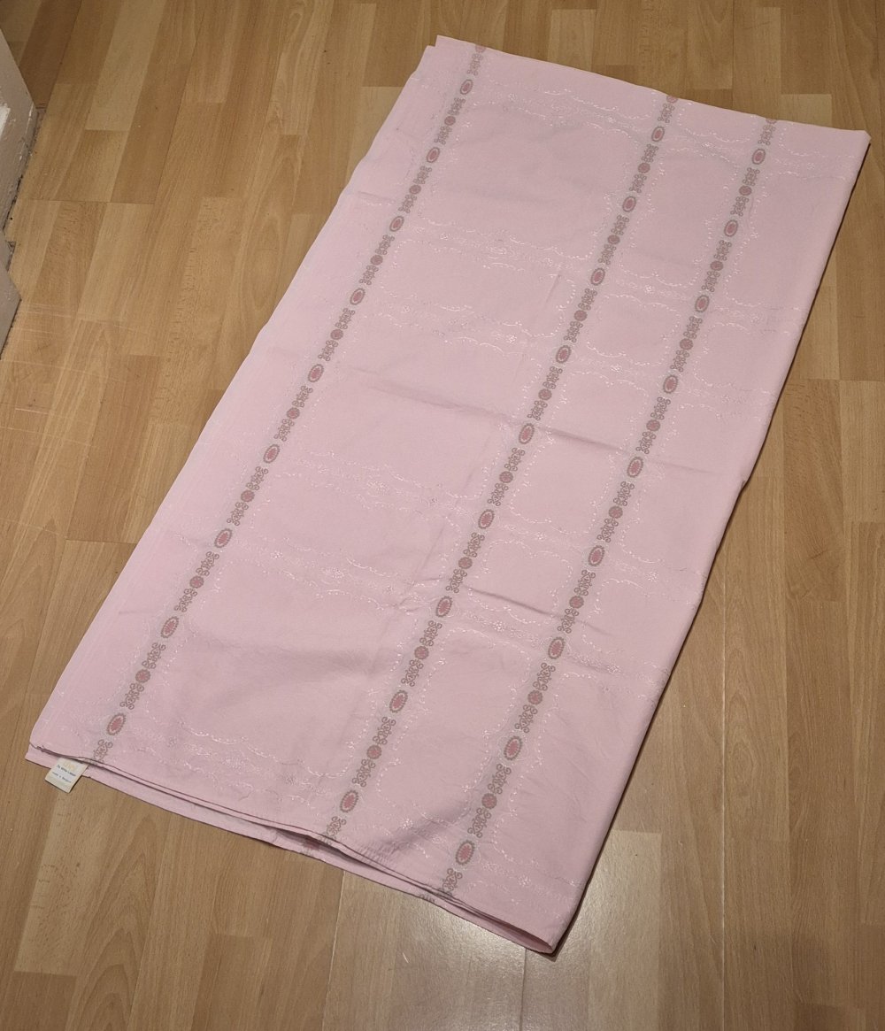 Tischdecke alt Stickerei vintage rosa 127 x 227 cm