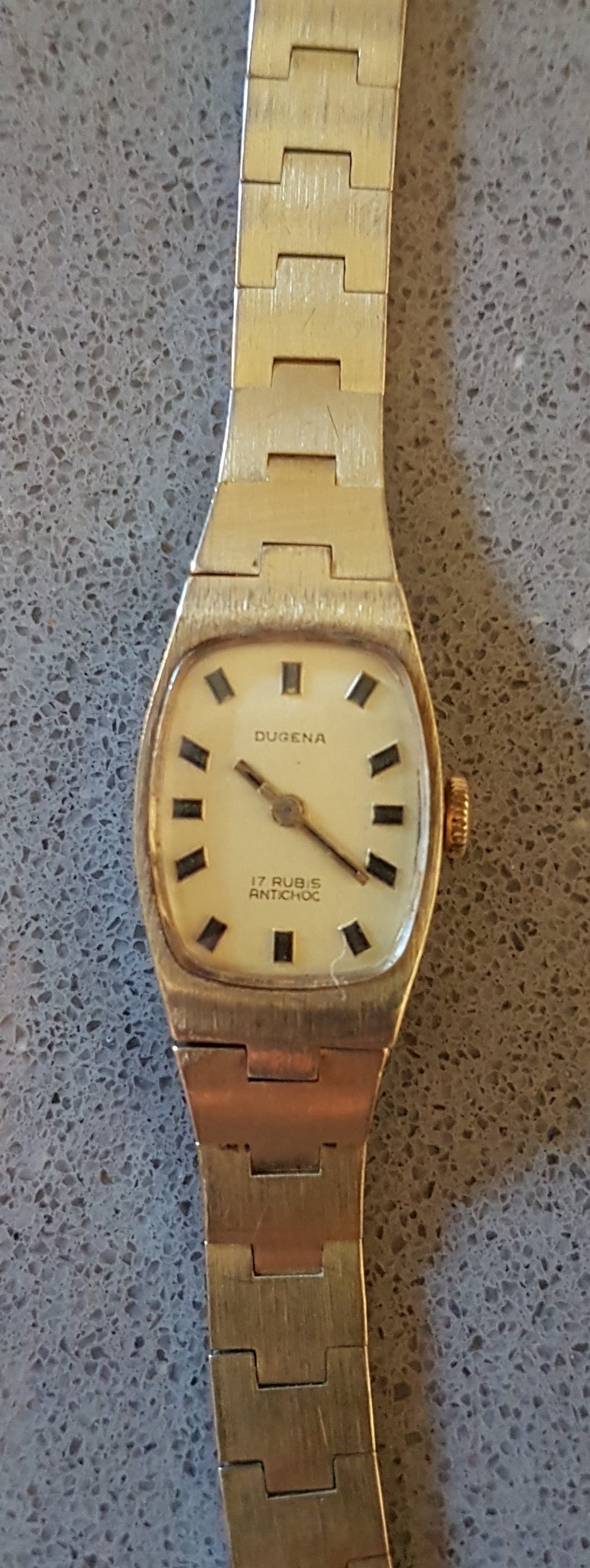 Dugena 17 Rubins Antichoc Damen goldfarben - Handaufzug; Vintage