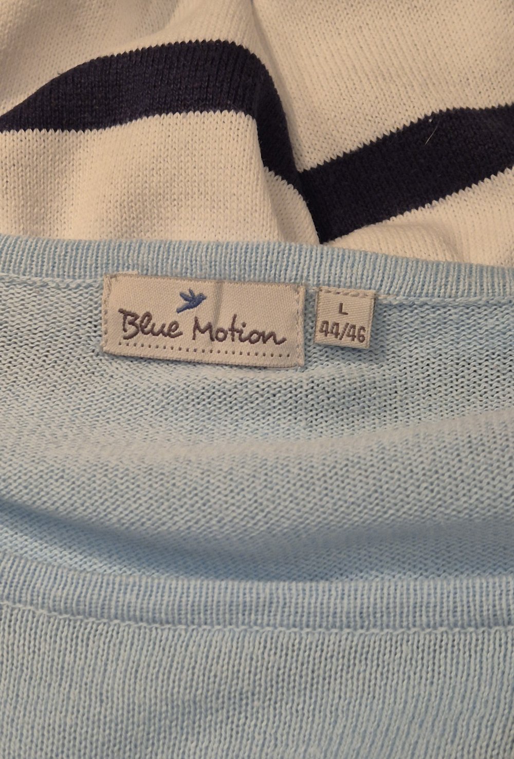 Blue Motion Pullover gestreift blau weiß gelb türkis Gr 44/46