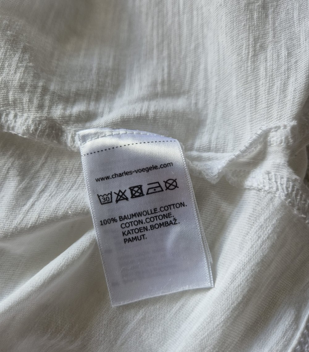 Charles Vögele T-Shirt rosa weiß Spitze Gr L