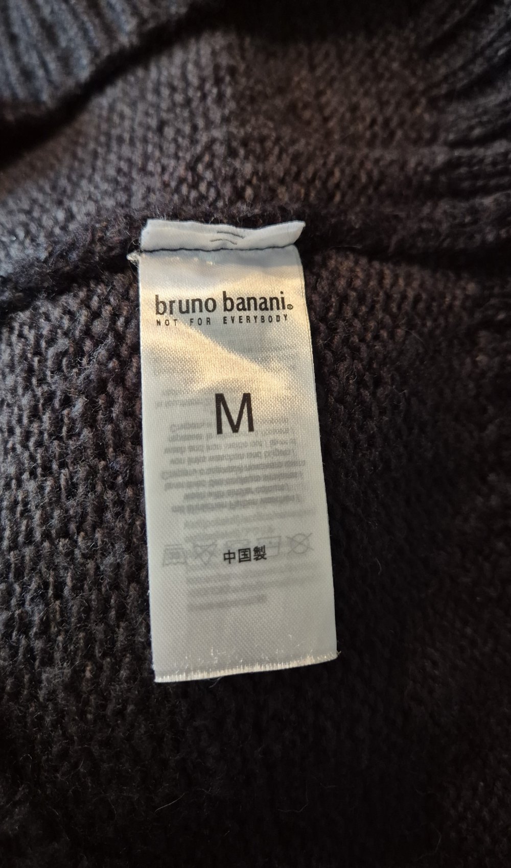 Bruno Banani Pullover Strick großer Kragen schwarz grau Gr M