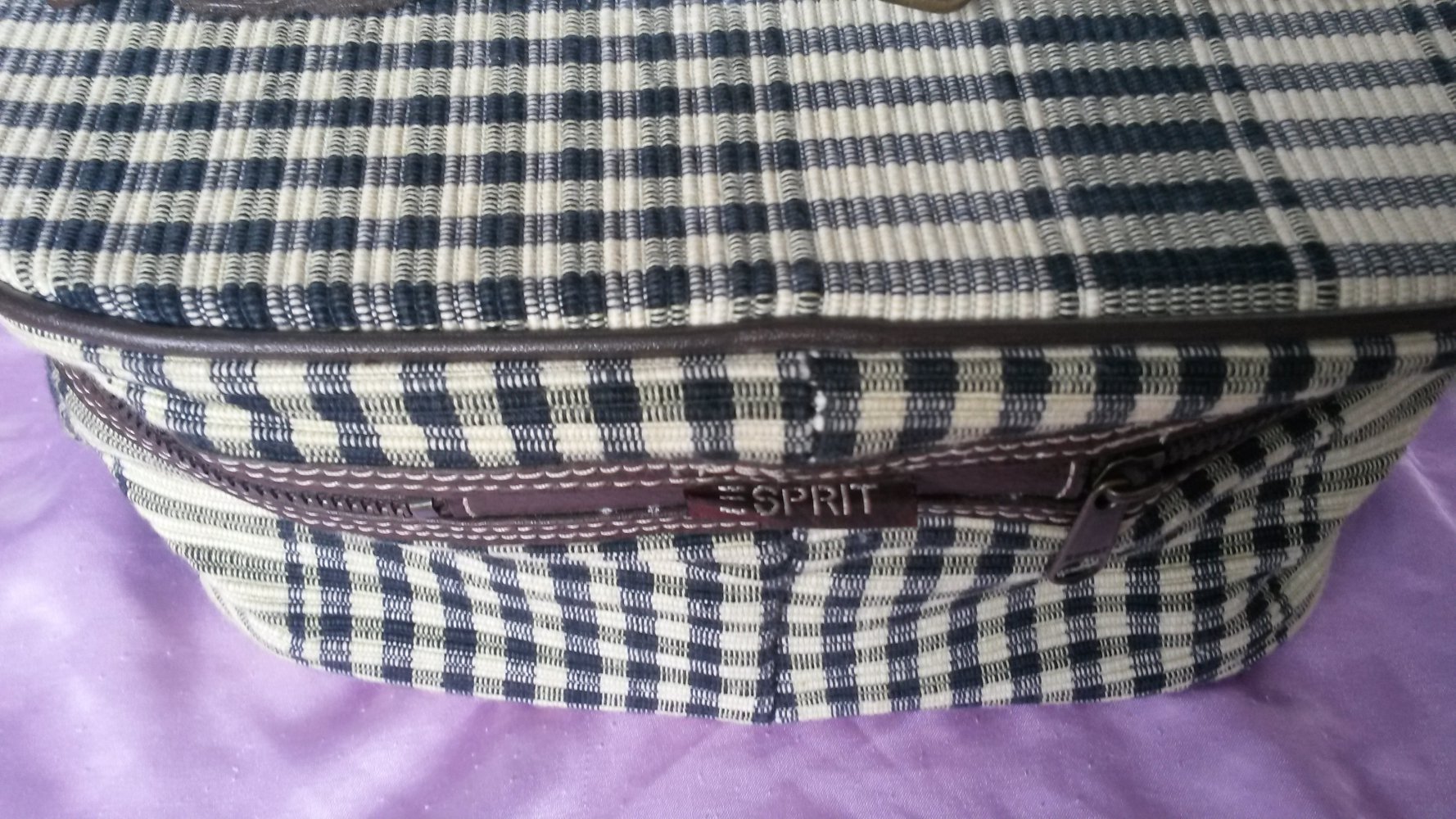 große Kosmetiktasche kariert Vintage Schultertasche