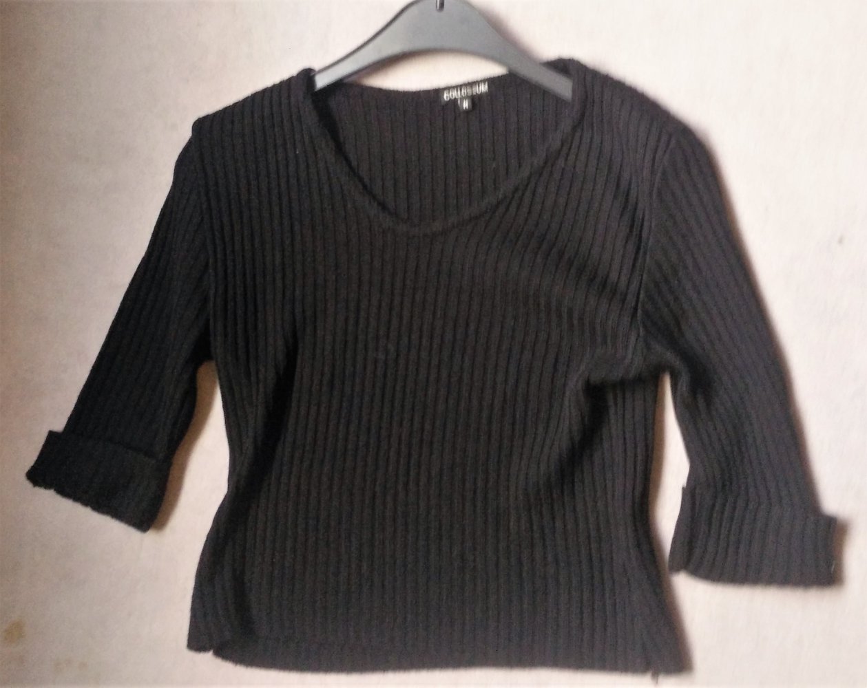 1/2 Arm Pulli Strickoptik schwarz Gr.M 