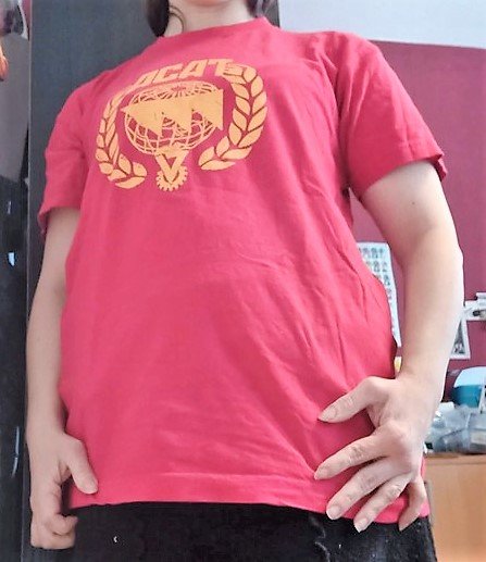rotes T-Shirt mit gelbem ACAT Aufdruck