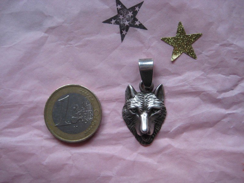 Wolfskopf als Kettenanhänger, 925er Silber, wolf, silber, 925er, sterling, echtsilber, stark, game of thrones, got, canis lupus, mittelalter, wappentier, tier, geschenk, anhänger