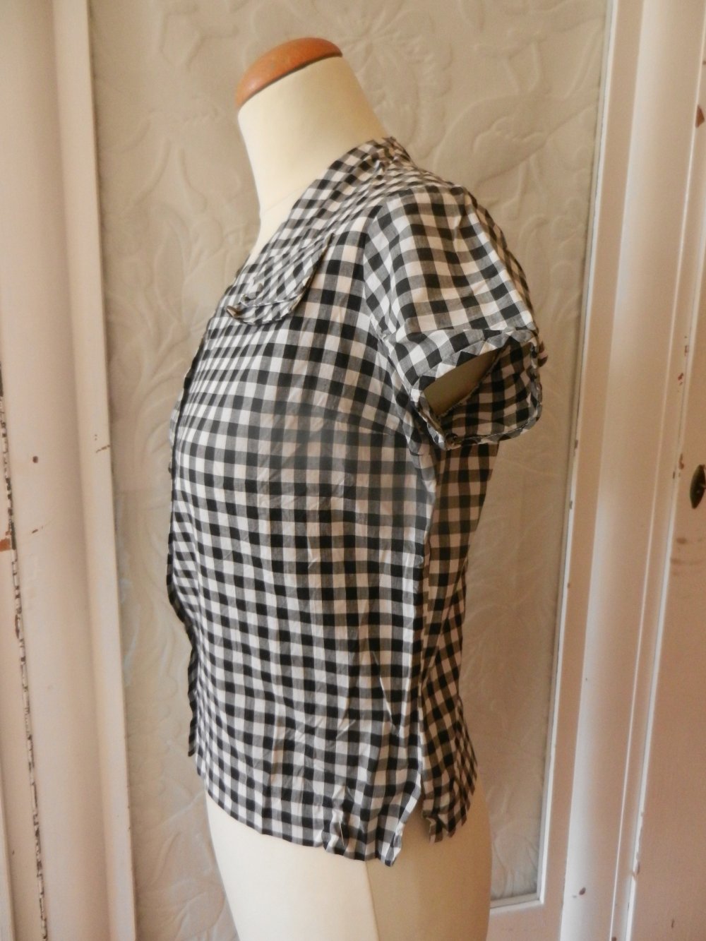 Vintage Bluse Vichy Karo 36 original 50er 60er Rockabella BERLIN