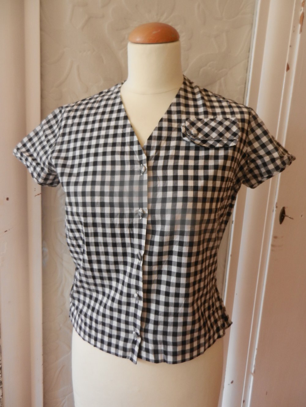 Vintage Bluse Vichy Karo 36 original 50er 60er Rockabella BERLIN