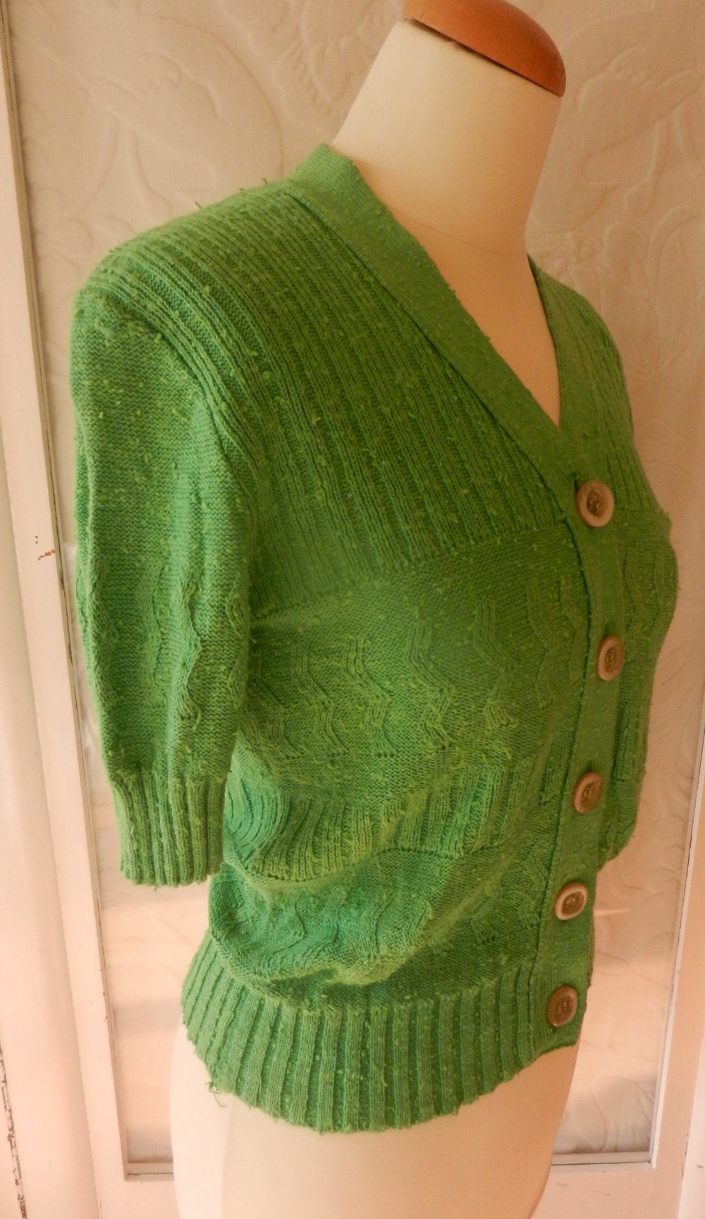 Vintage Strickjacke 36 38 70er 80er Strick Jacke grün S M BERLIN