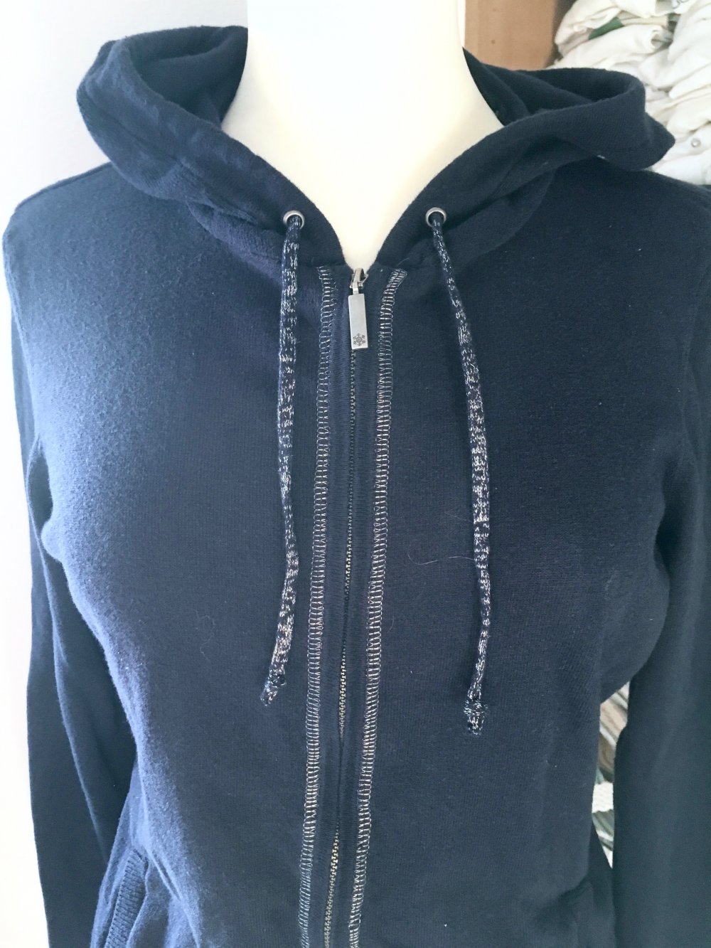 Kuschelige Sweatjacke Hoodie Kapuzenjacke Größe M 40 Marine blau