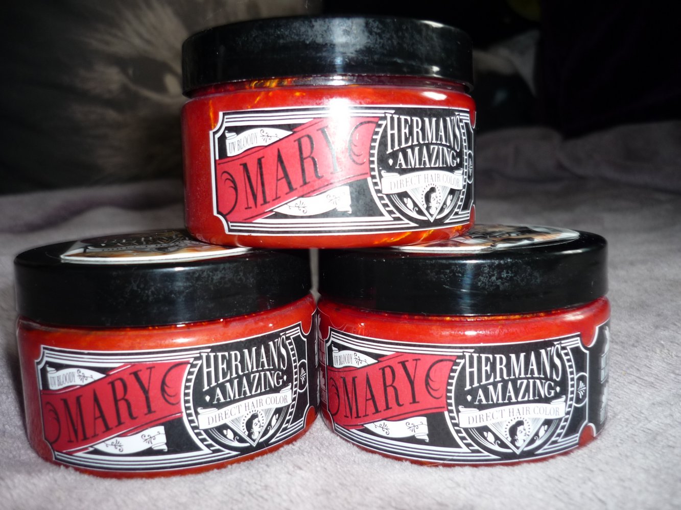 3 Dosen a1115ml Hermans amazing hairdye UV Bloody Mary Cyber Gothic Directions