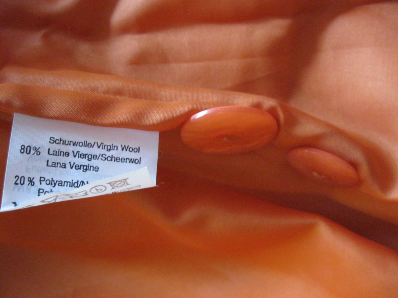 Kurz-Mantel # Schurwolle # Orange # 36