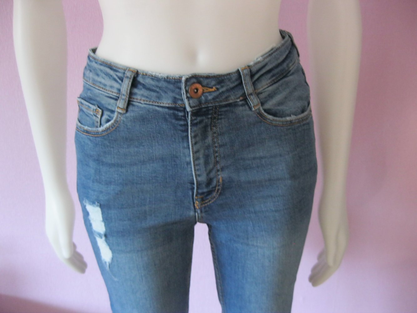 Divided H&M Skinny Jeans Ripped Baumwolle 36/M Blau